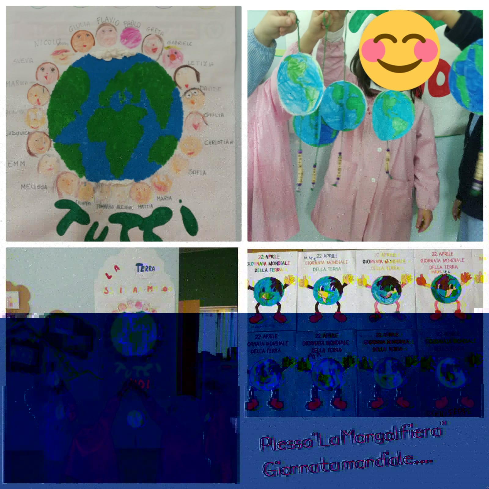 Collage di immagini con i bambini in sezione